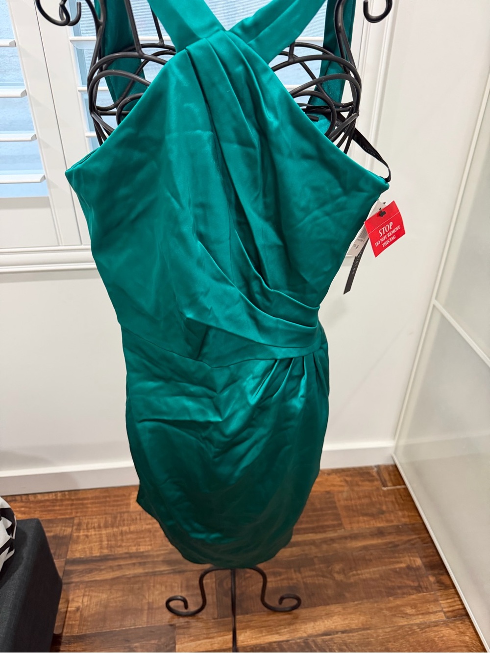 David Meister Teal One-Shoulder Cocktail Dress